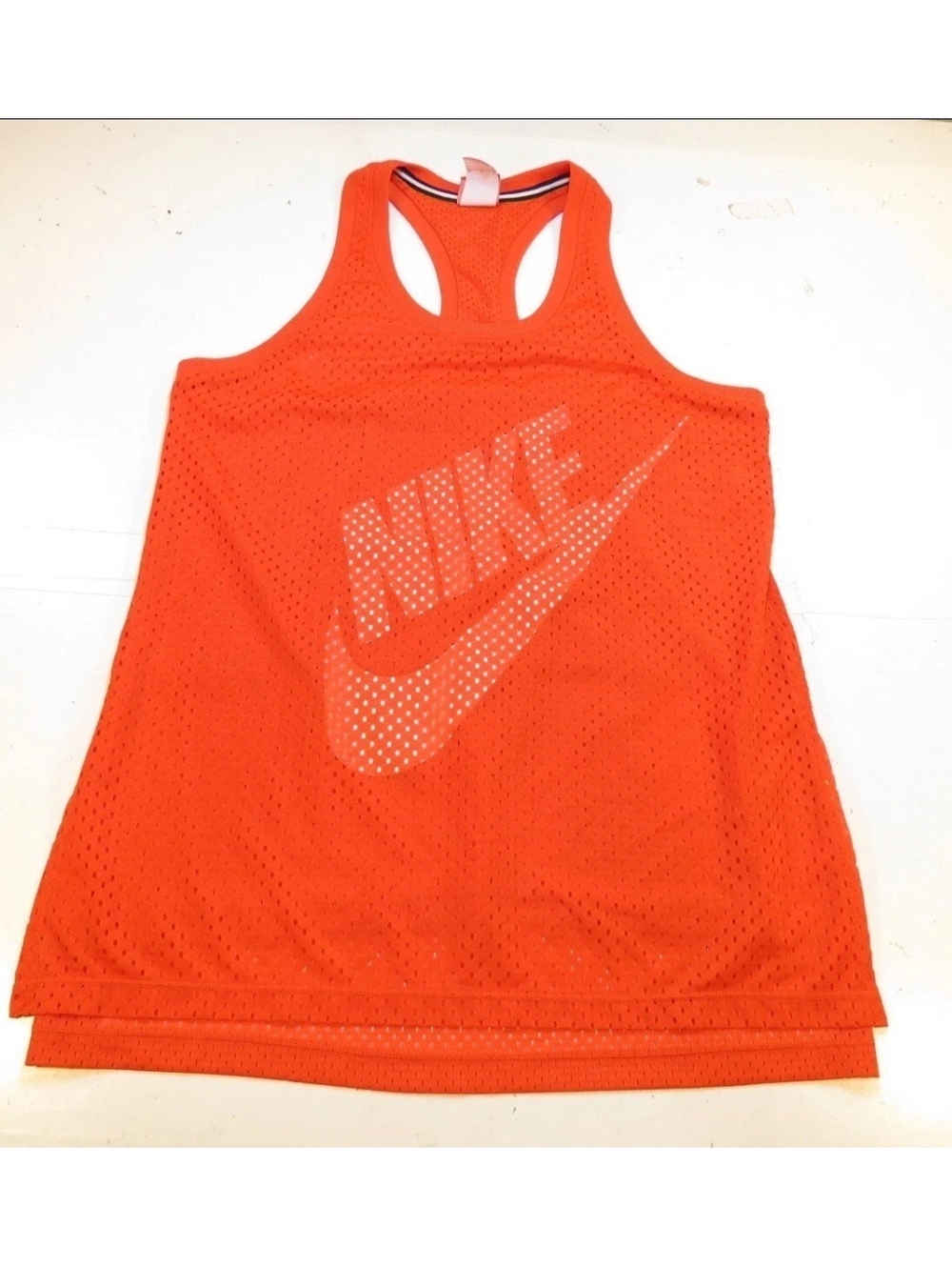Nike women’s just do it Sportswear Large Red Double Mesh Tank Top Jersey